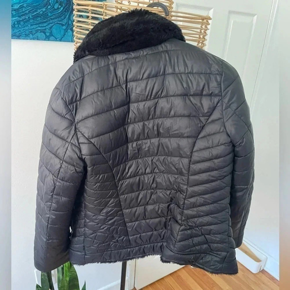 Moto winter jacket / reversible / fake fur / size small / puffer - Picture 2 of 3